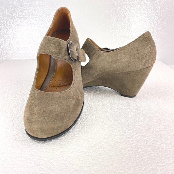 GEOX RESPIRA suede leather wedge with buckle strap - EU 41 / US 10.5 - Picture 1 of 13